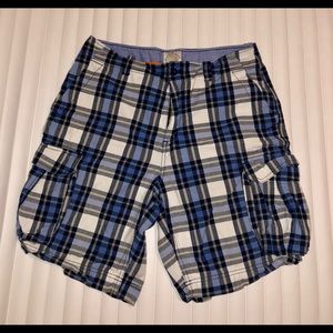 St. John’s Bay Blue Plaid Cargo Shorts